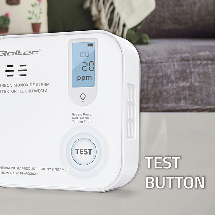 Qoltec 52577 Wireless Carbon monoxide (CO) sensor with battery | sensor service life 10 years | alarm 85dB | LED-8