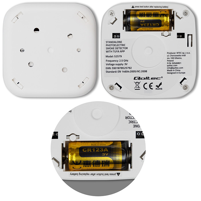 Bežični detektor dima QOLTEC 52579 (Wi-Fi, Tuya)-4