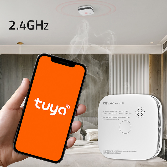 Bežični detektor dima QOLTEC 52579 (Wi-Fi, Tuya)-1