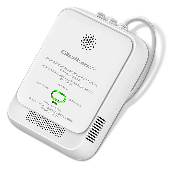 Qoltec 52651 Natural Gas Leak Sensor | CH4 detector | NG | Tuya | Wi-Fi | 85dB alarm | LED-6
