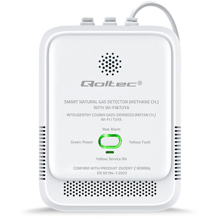 Qoltec 52651 Natural Gas Leak Sensor | CH4 detector | NG | Tuya | Wi-Fi | 85dB alarm | LED-4