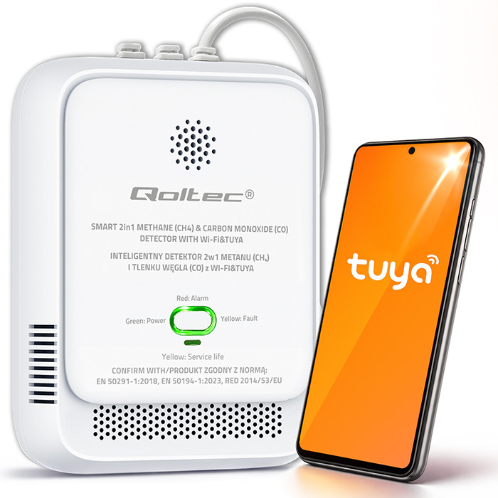 Detektor plina i ugljičnog monoksida QOLTEC 52654 (2u1, Wi-Fi, Tuya)-0