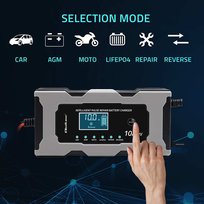 Automatski punjač akumulatora QOLTEC 12V 10A s funkcijom popravka-1