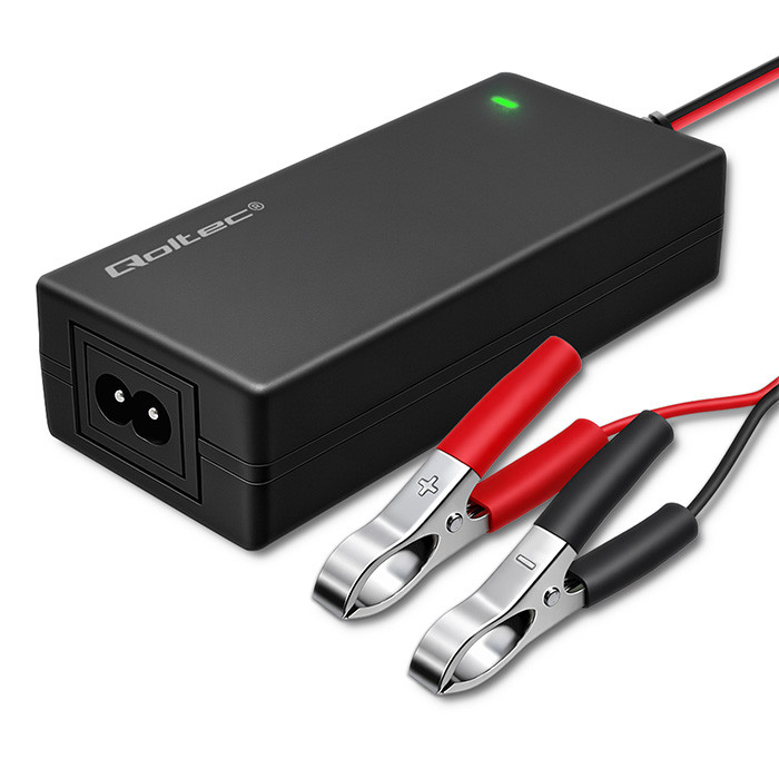 Qoltec 52665 Automatic charger for AGM GEL STD batteries | 24V charger | 2A | 48W | LED | 1.8m cable-5