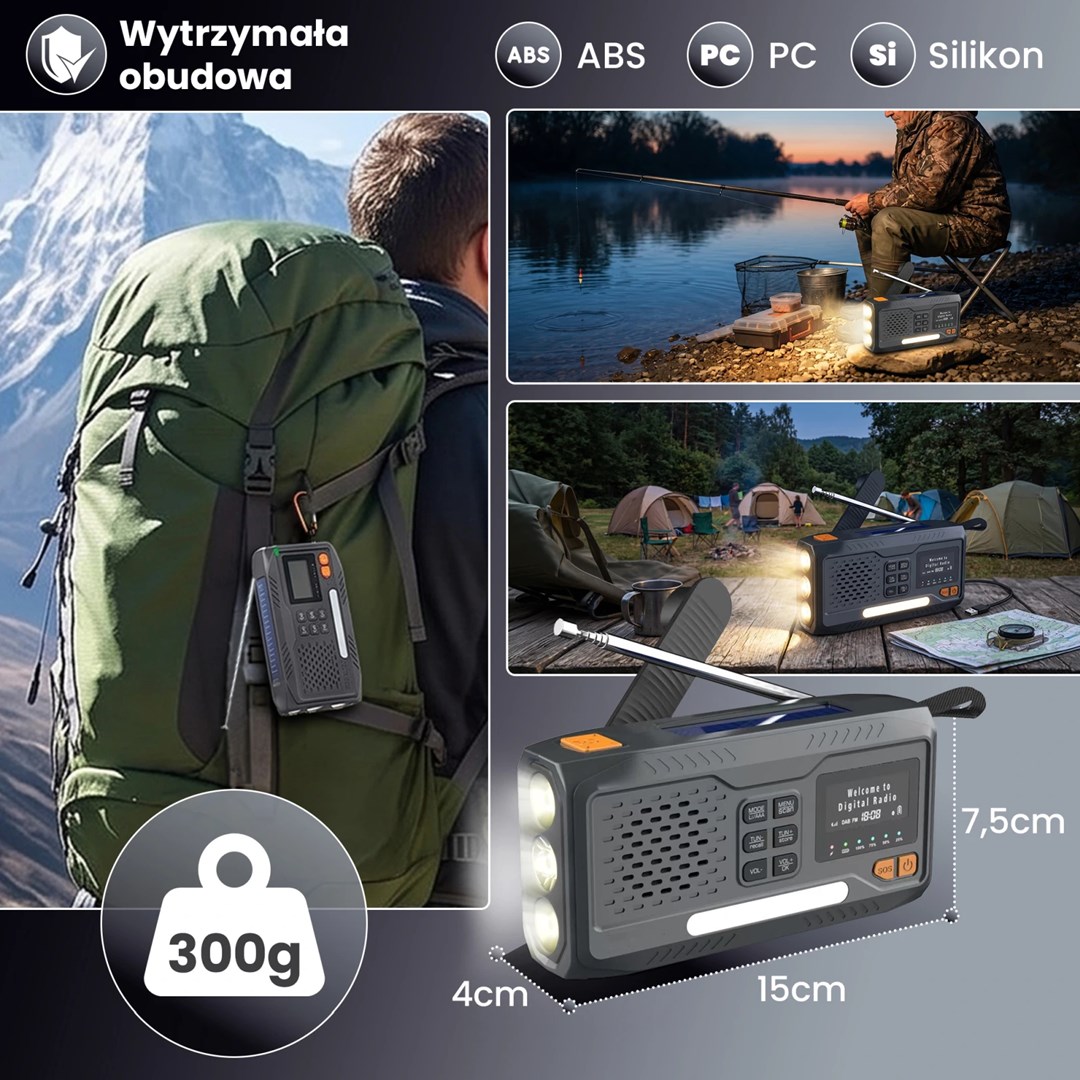 Prijenosni radio EXTRALINK BT-4000 za hitne slučajeve (solarni, dinamo, powerbank)-5