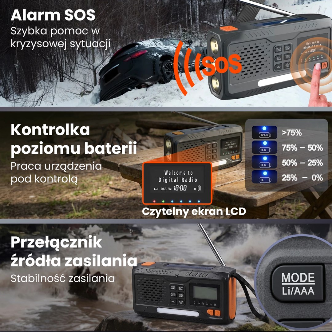 Prijenosni radio EXTRALINK BT-4000 za hitne slučajeve (solarni, dinamo, powerbank)-6