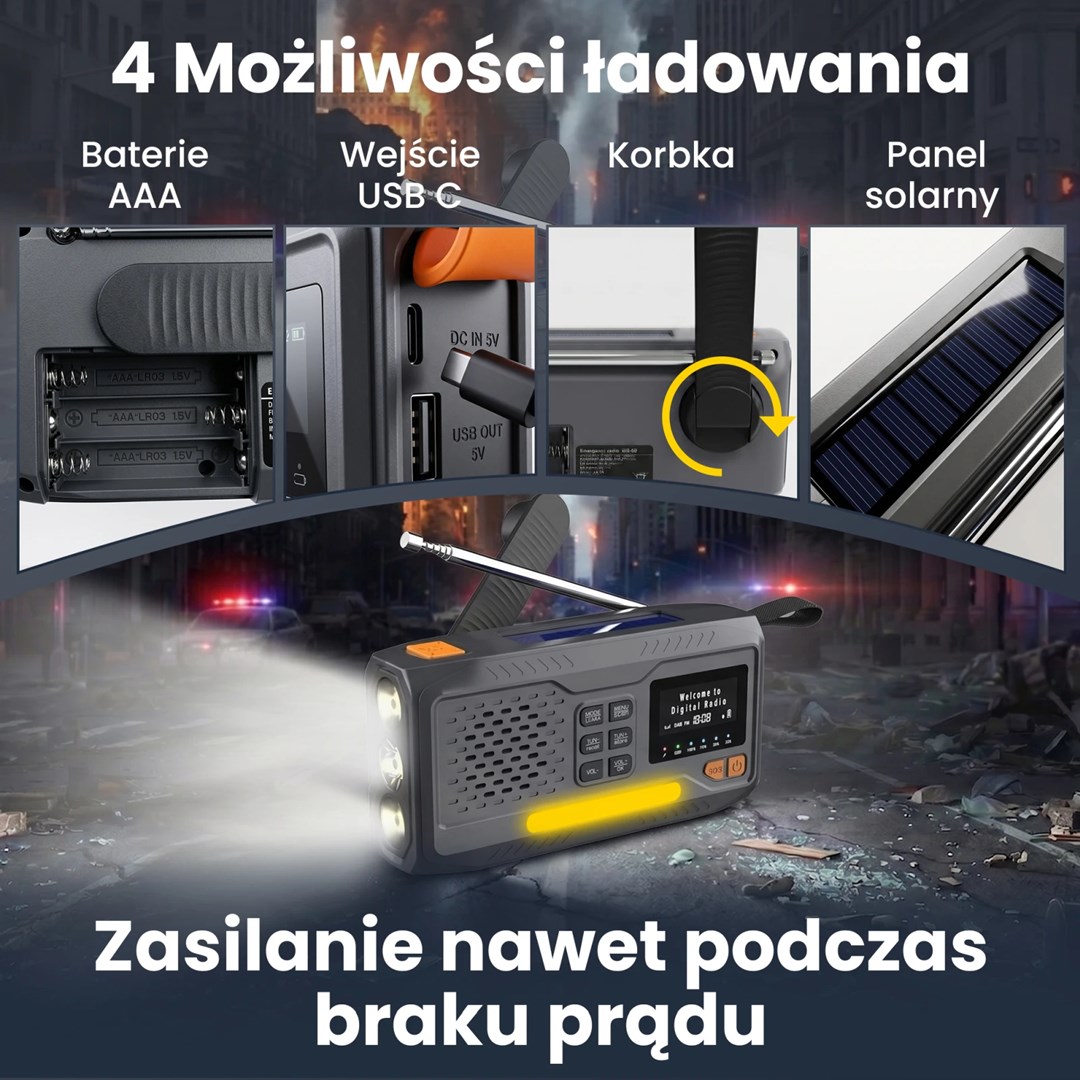 Prijenosni radio EXTRALINK BT-4000 za hitne slučajeve (solarni, dinamo, powerbank)-4