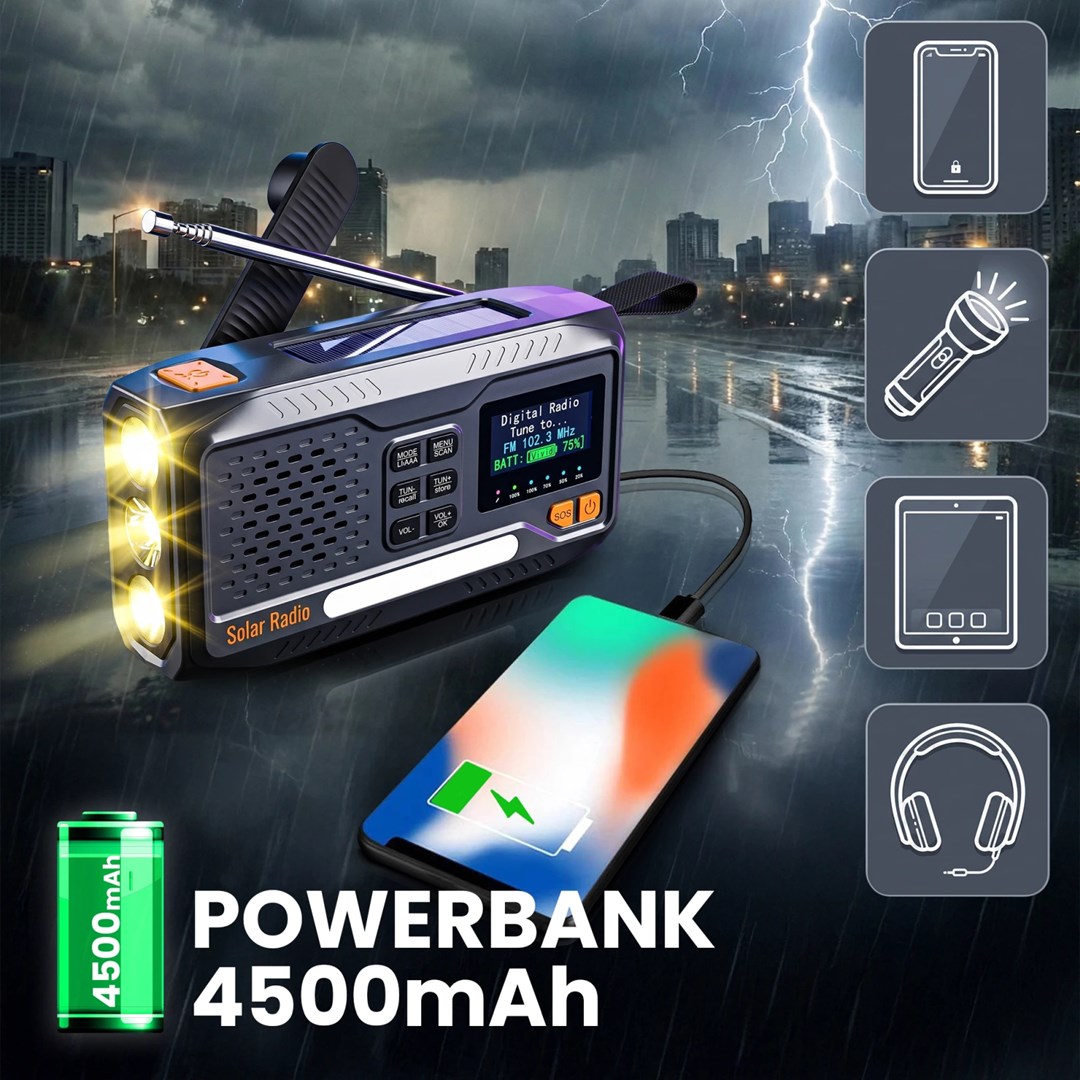 Prijenosni radio EXTRALINK BT-4000 za hitne slučajeve (solarni, dinamo, powerbank)-11