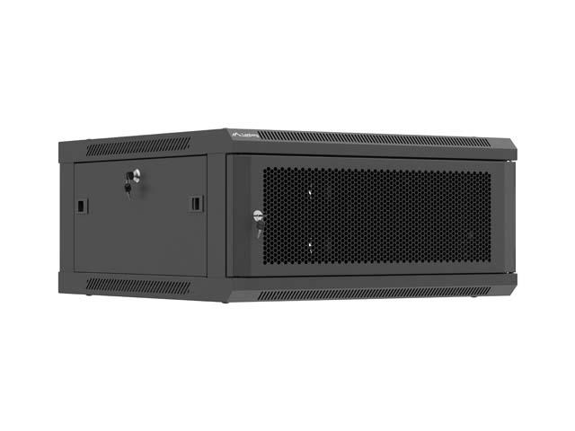 SZAFA INSTALACYJNA RACK WISZĄCA 19" 4U 600X600 CZARNA DRZWI PERFOROWANE LANBERG (FLAT PACK)