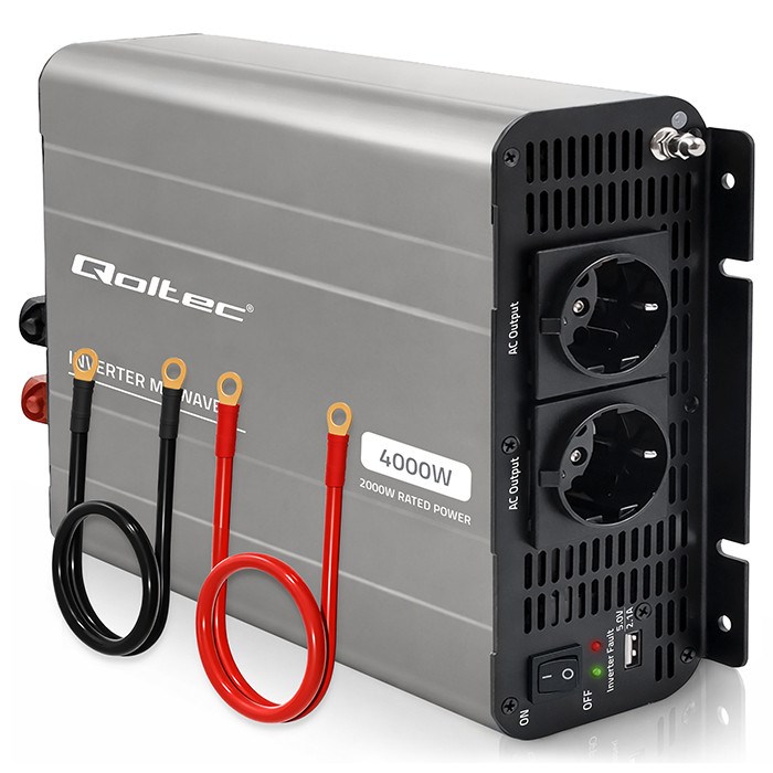 Pretvarač napona QOLTEC 12V na 230V (2000W/4000W, modificirani sinus, USB)-0