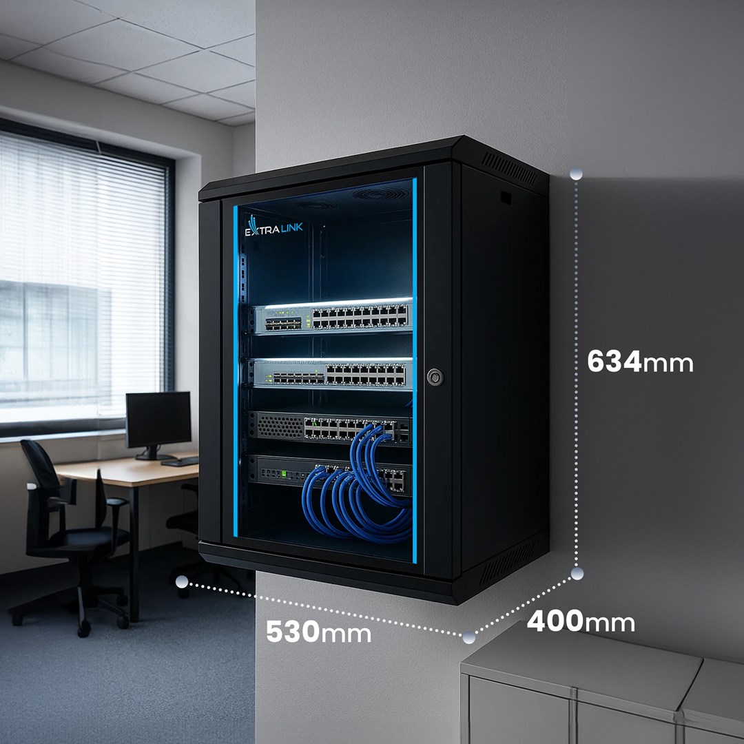 Mrežni ormar EXTRALINK LITE 12U (530x400mm) zidni, crna boja-6