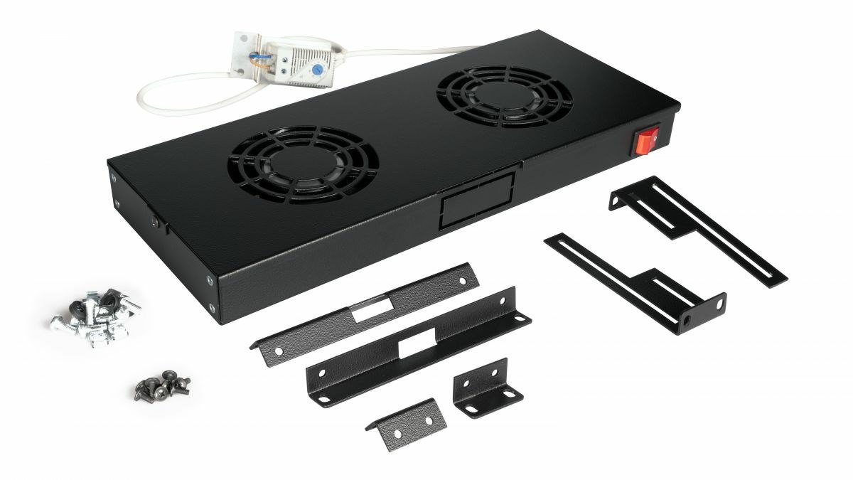 Ventilatorska jedinica EQUIP za rack ormar 19" 1U (2 ventilatora), crna boja-2