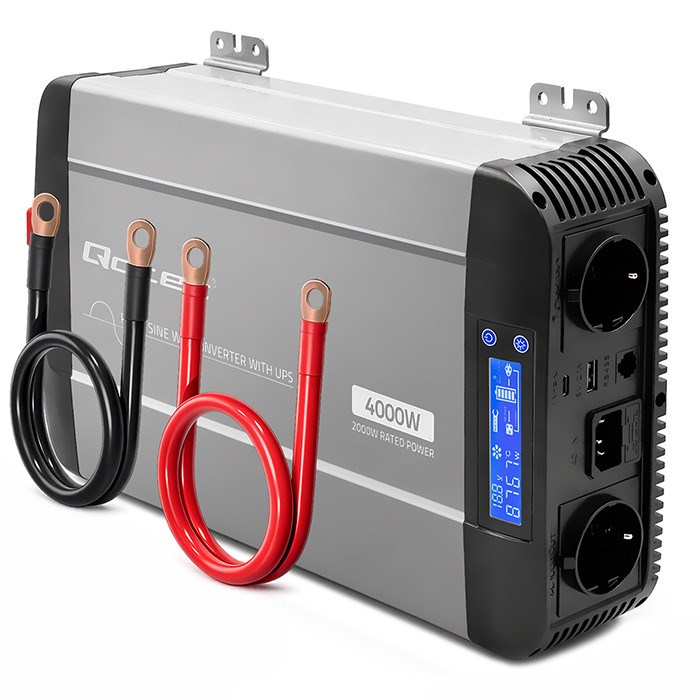 Pretvarač napona QOLTEC Pure Sine Wave 12V na 230V (2000W/4000W) s UPS funkcijom-0