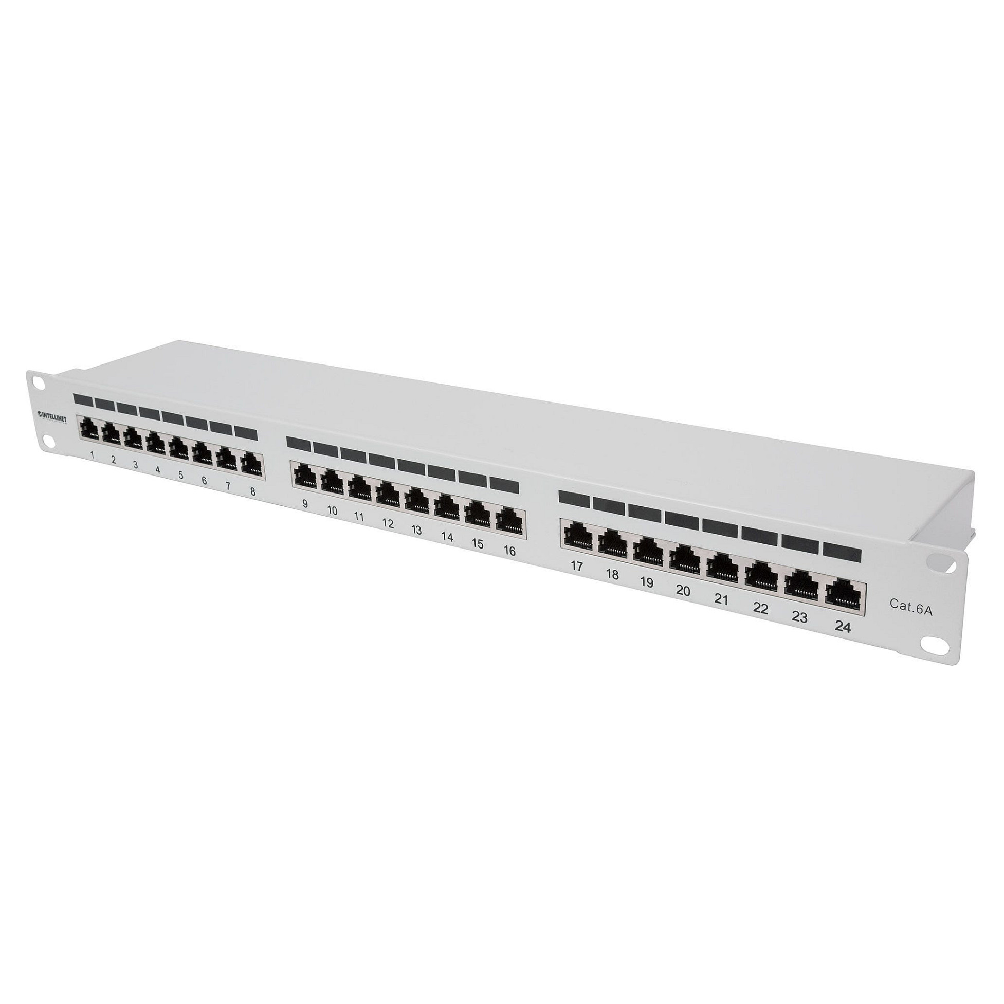 Patch panel INTELLINET Cat6a 24-portni FTP oklopljeni 1U siva boja-0