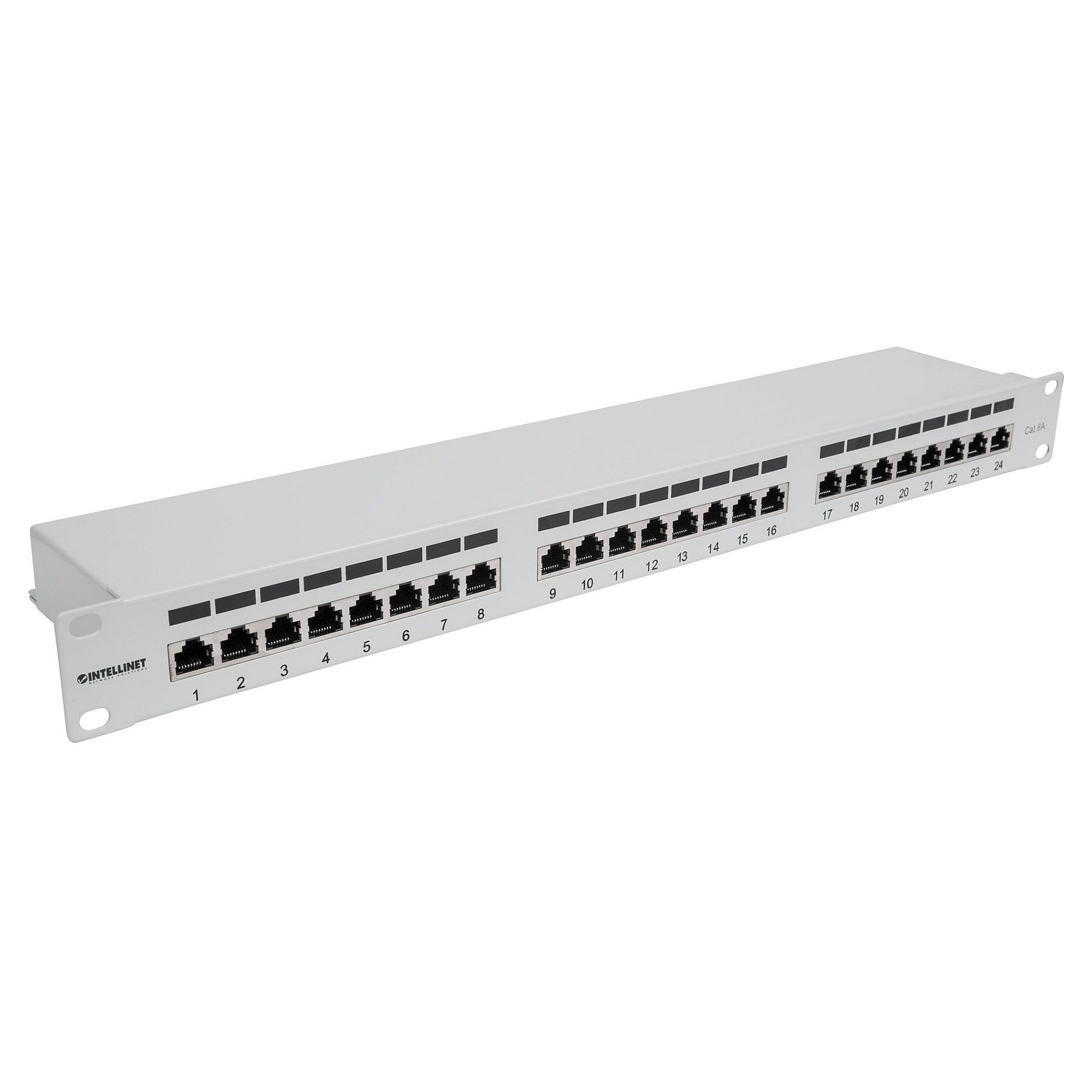 Patch panel INTELLINET Cat6a 24-portni FTP oklopljeni 1U siva boja-1