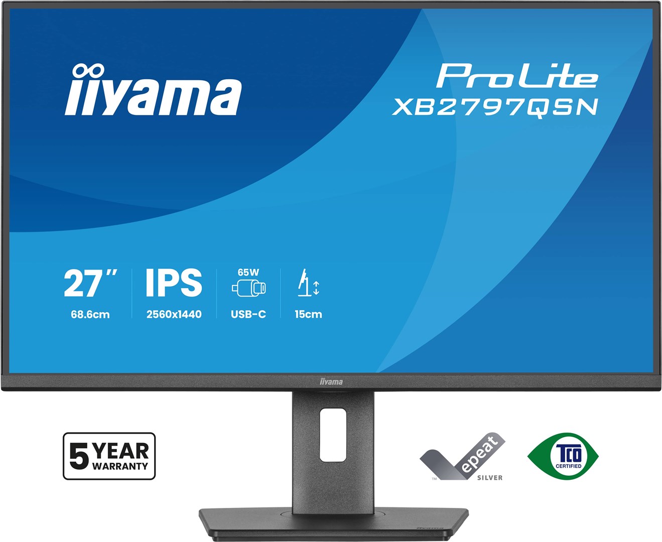 Monitor IIYAMA ProLite XB2797QSN-B1 27" (IPS, QHD, 75Hz, 1ms, USB-C 65W, KVM, crna boja)-3