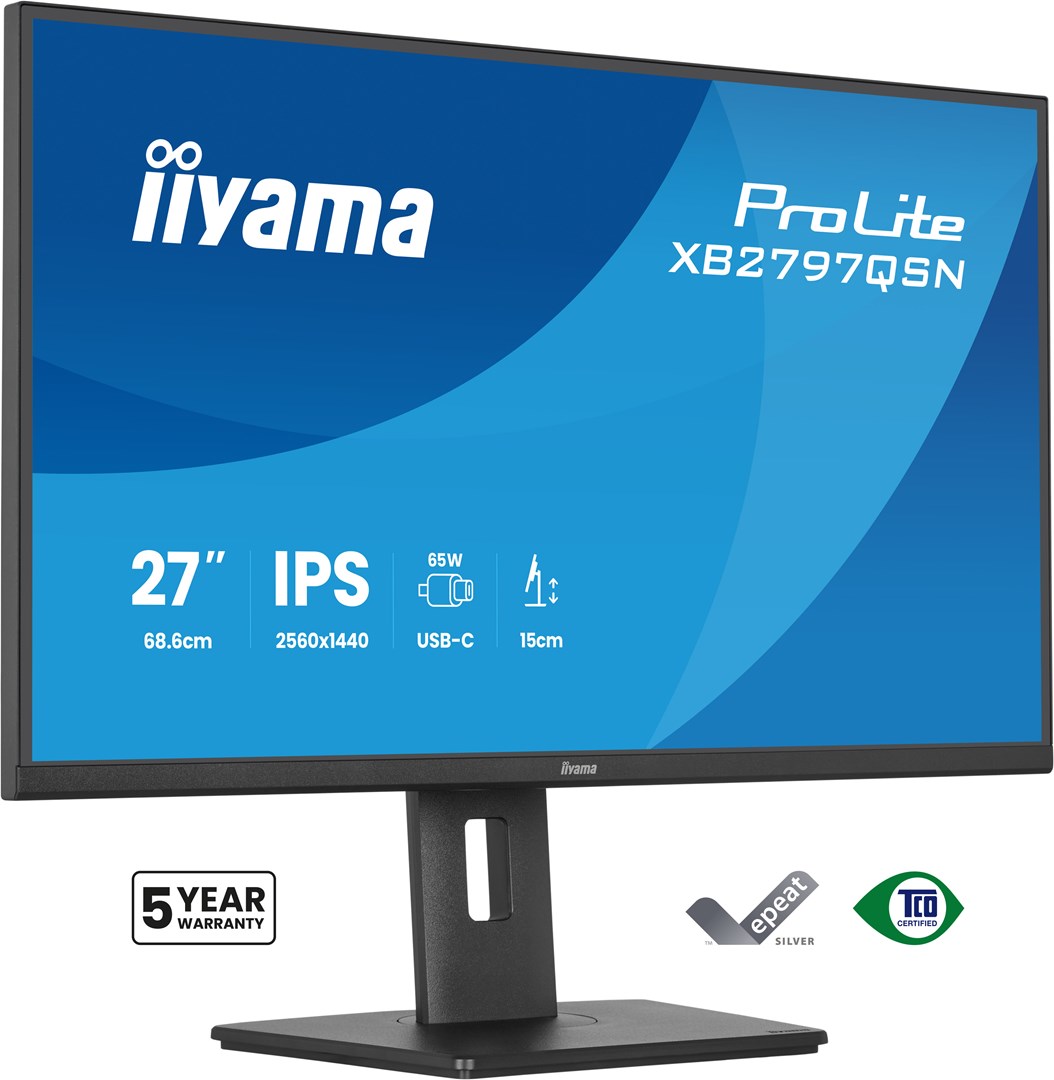 Monitor IIYAMA ProLite XB2797QSN-B1 27" (IPS, QHD, 75Hz, 1ms, USB-C 65W, KVM, crna boja)-2