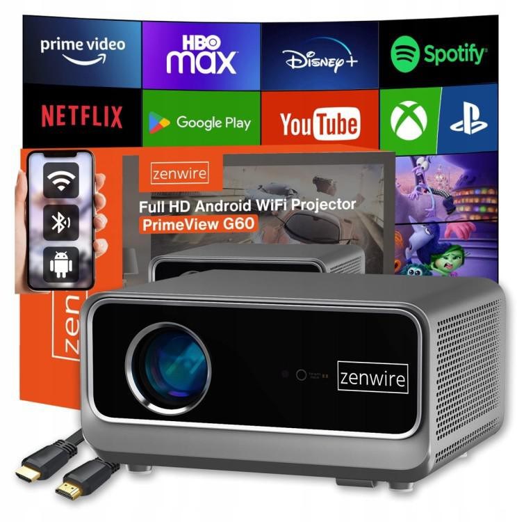 Rzutnik Android Google TV FULL HD 4K 39000lm WiFi Przenośny SMART Zenwire G60-0