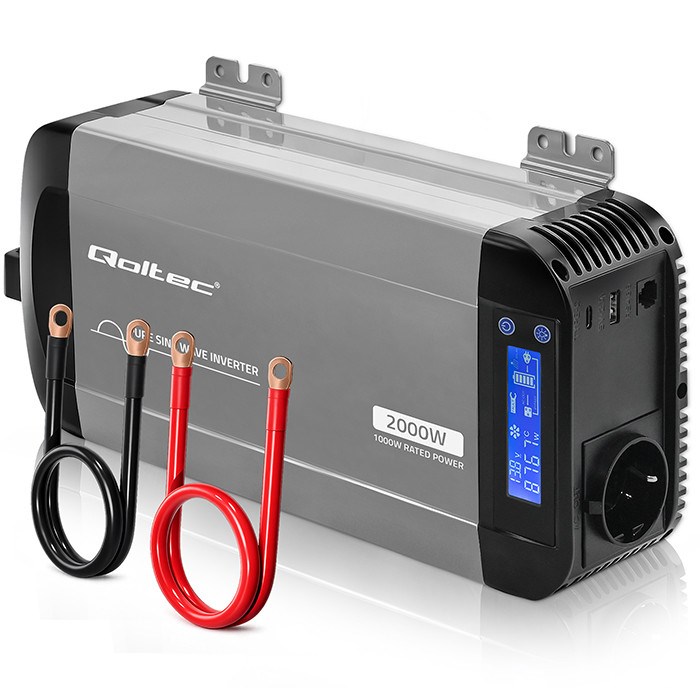 Pretvarač napona QOLTEC Pure Sine Wave 1000W/2000W, 12V na 230V-0