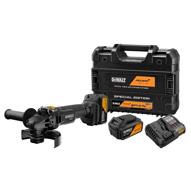 Akumulatorska kutna brusilica DEWALT DCG405E2T-QW 18V (125mm, 2x5.0Ah Powerstack) McLaren F1 Team-0