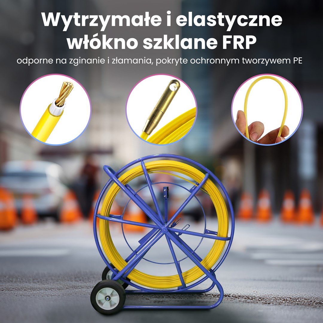 Sajla za provlačenje kabela EXTRALINK Pilot 8mm 200m žuta boja-3