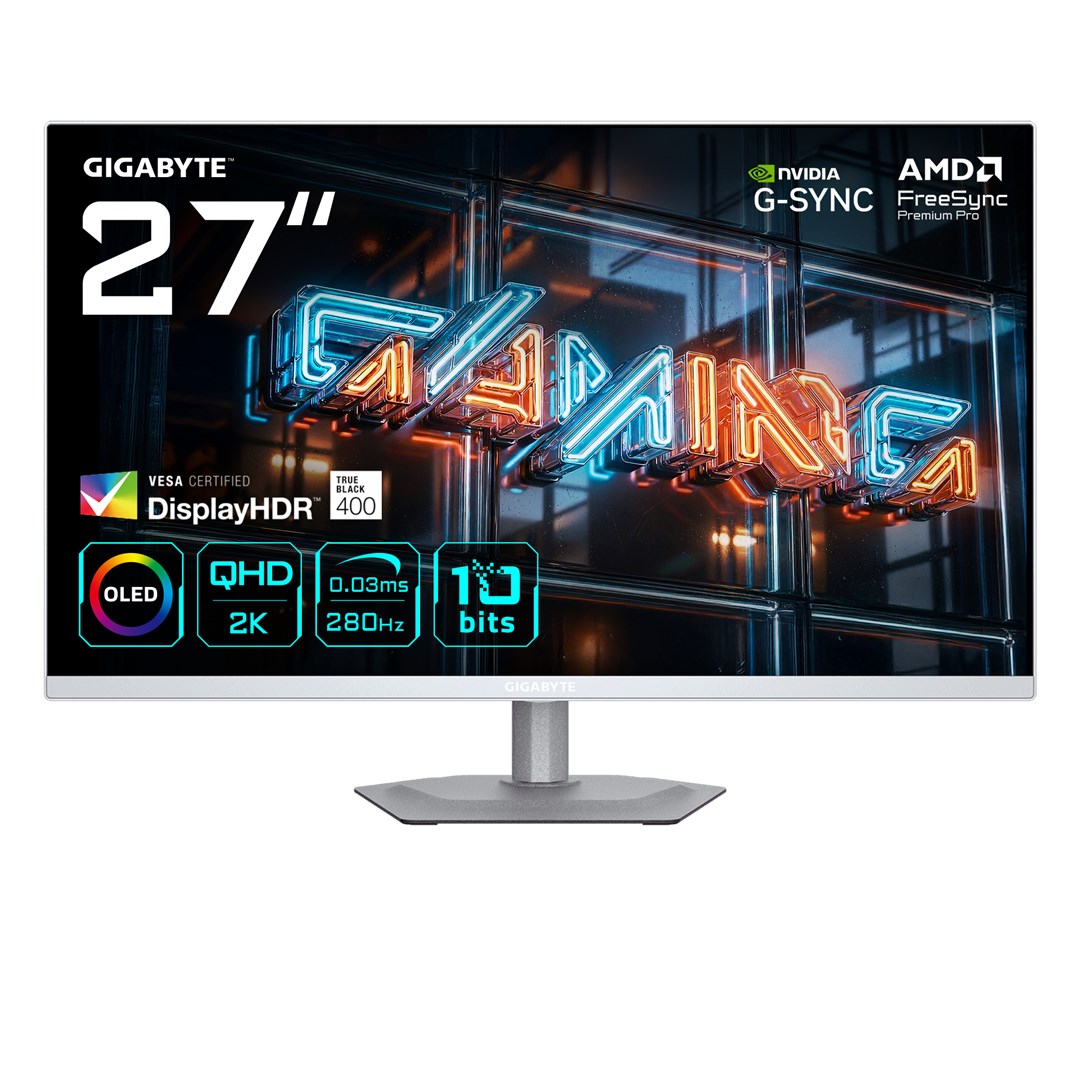 Monitor GIGABYTE MO27Q2A ICE 27" (QD-OLED, QHD, 280Hz, 0.03ms, FreeSync Premium Pro, bijela boja)