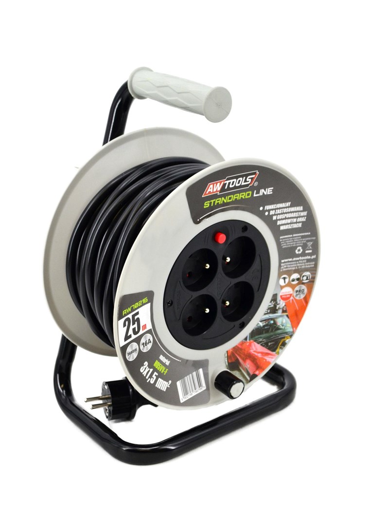 AWTOOLS EXTENSION CABLE DRUM STANDARD 25m 3x1.5mm 16A / 3680W