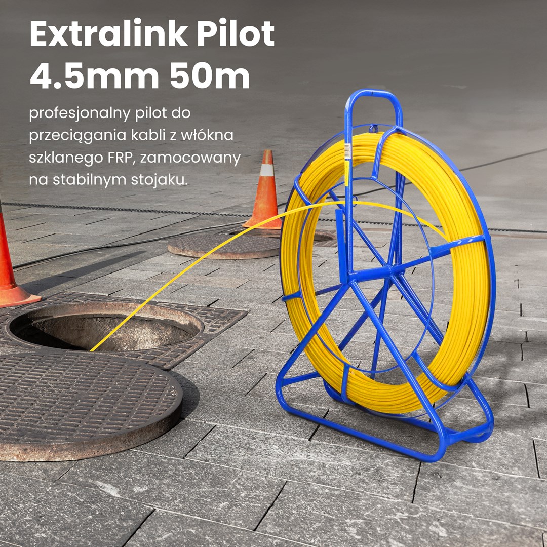 Extralink Cable pulling rod Pilot 4.5mm 50m glass fibre FRP, d. 4.5mm, l. 50m, yellow