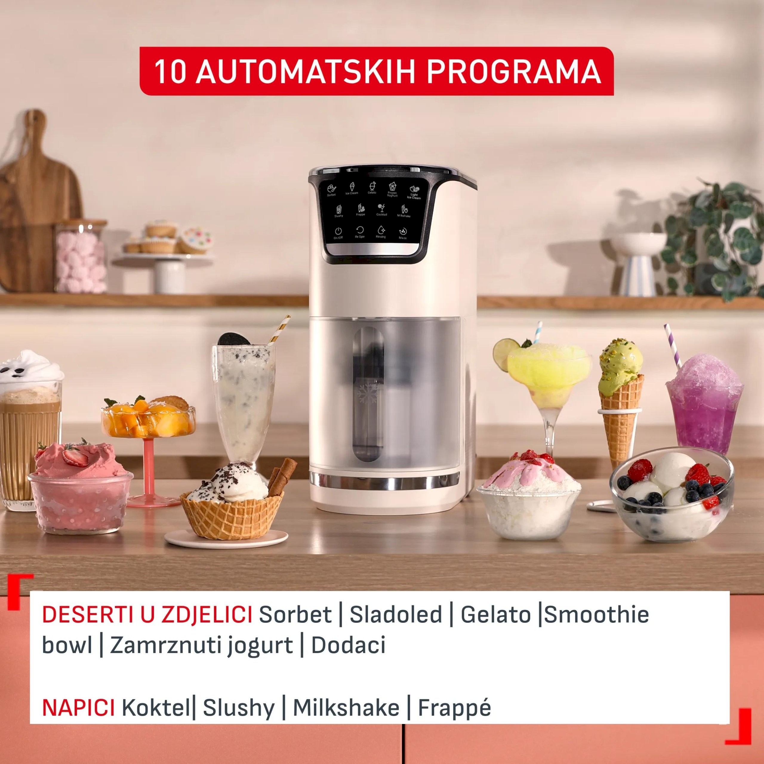 Aparat za sladoled TEFAL Dolci IG602AE0 (600 W, 1.5 l, 10 programa, bež boja)-10
