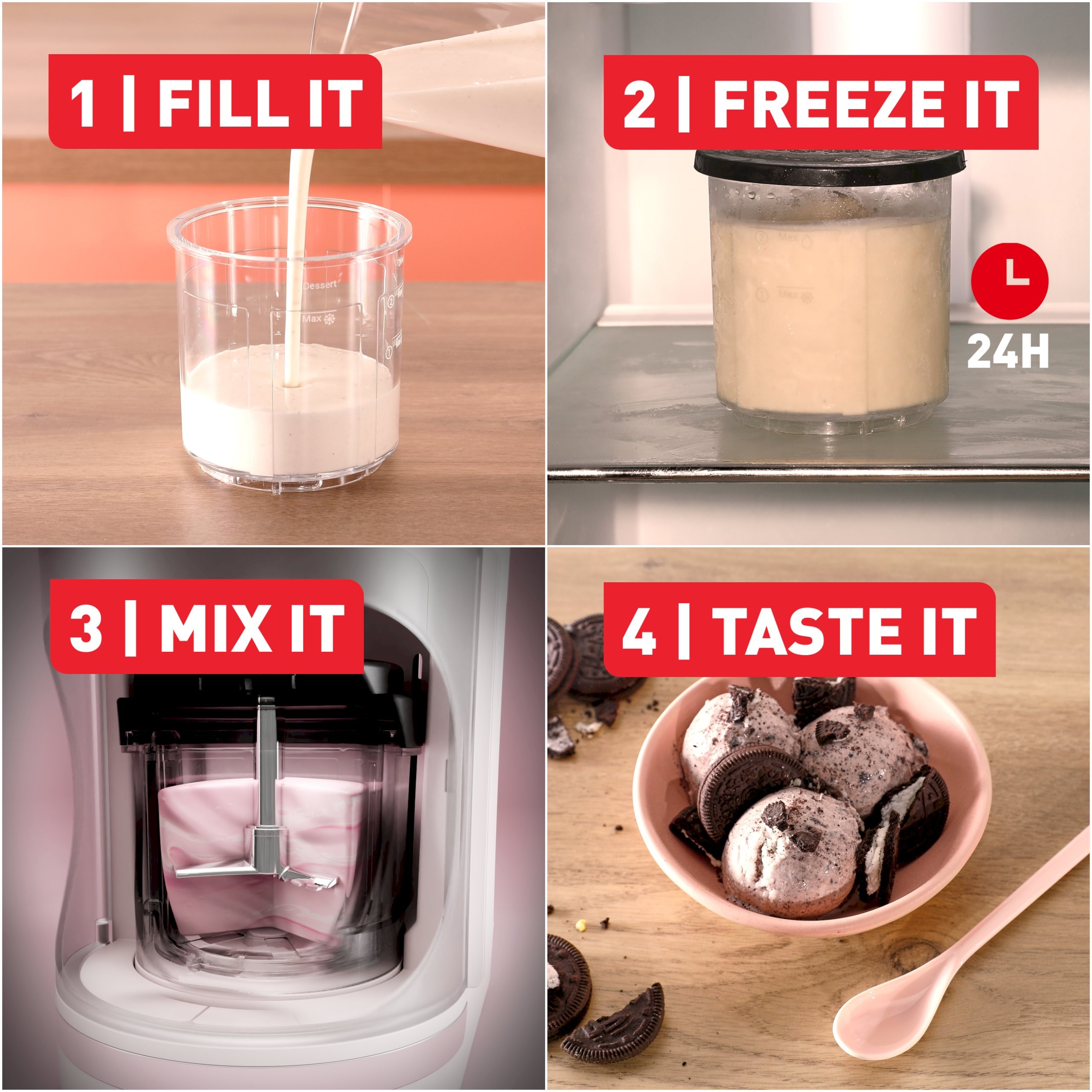 Aparat za sladoled TEFAL Dolci IG602AE0 (600 W, 1.5 l, 10 programa, bež boja)-3