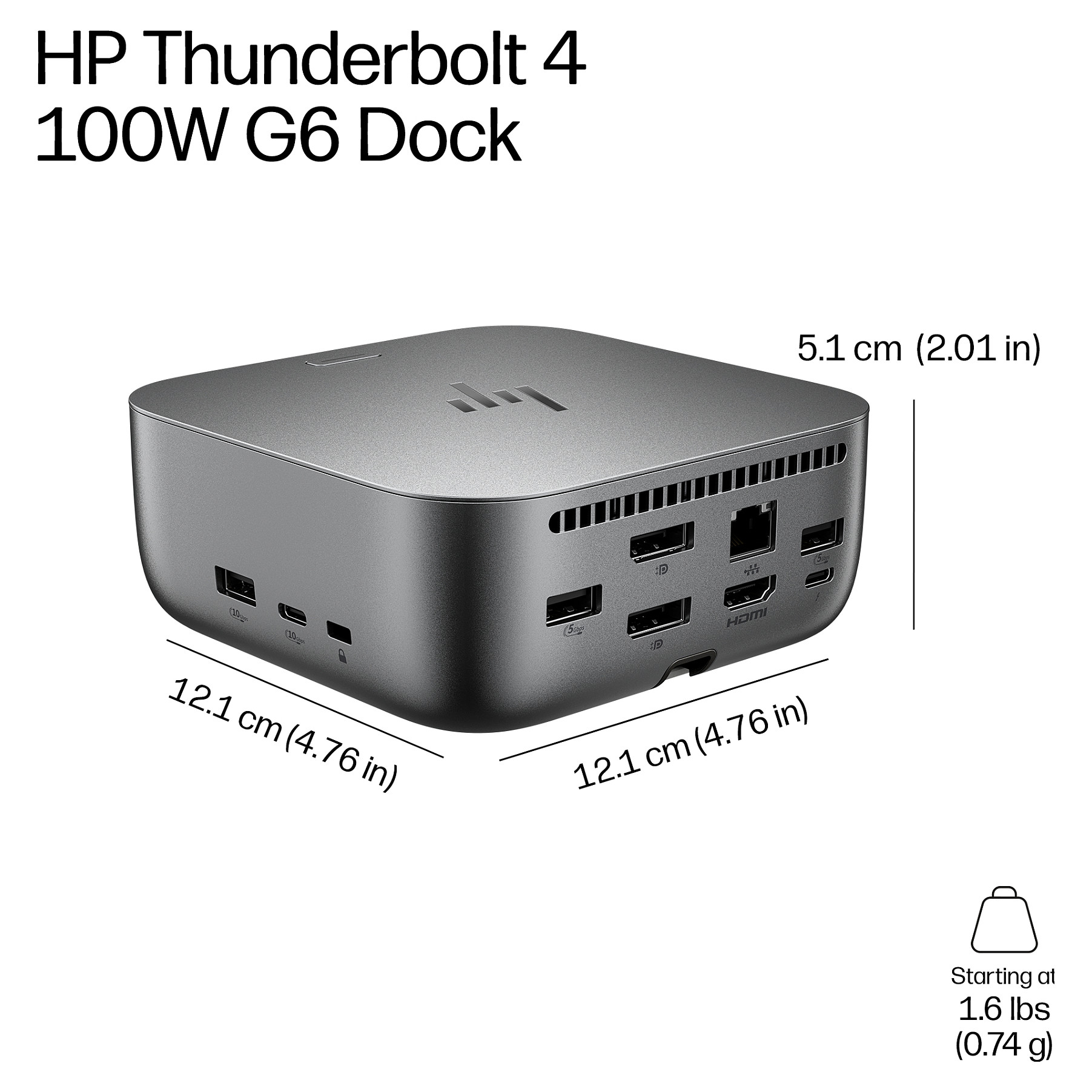 D HP Thunderbolt 4 100W G6 Dock TBT4 HDMI RJ-45 2xUSB-C 2xDP 3xUSB UK Plug-18