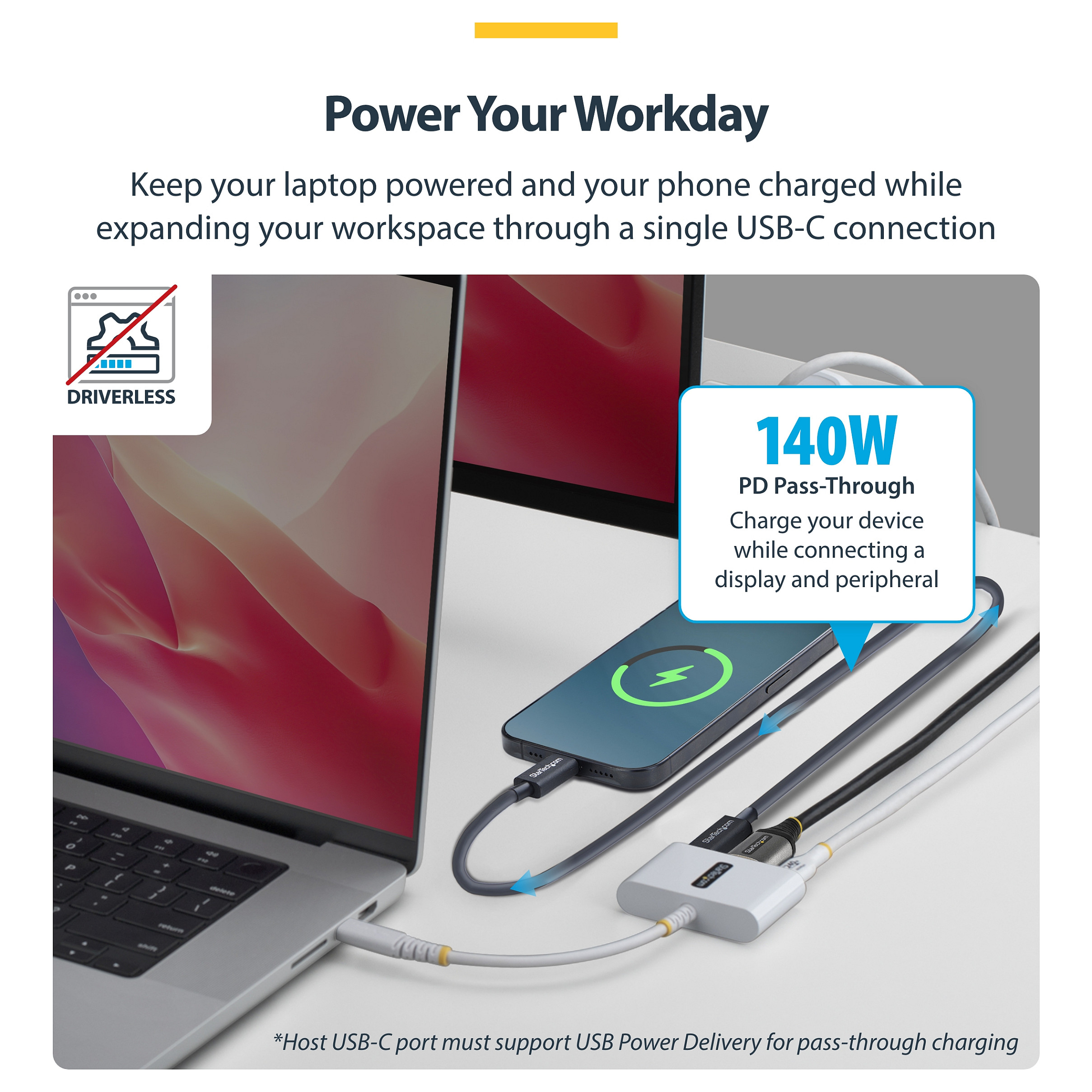 STARTECH USB-C multiport adapter 140C-USBC-DOCK (4K 60Hz HDMI, 140W PD, USB Hub)-11