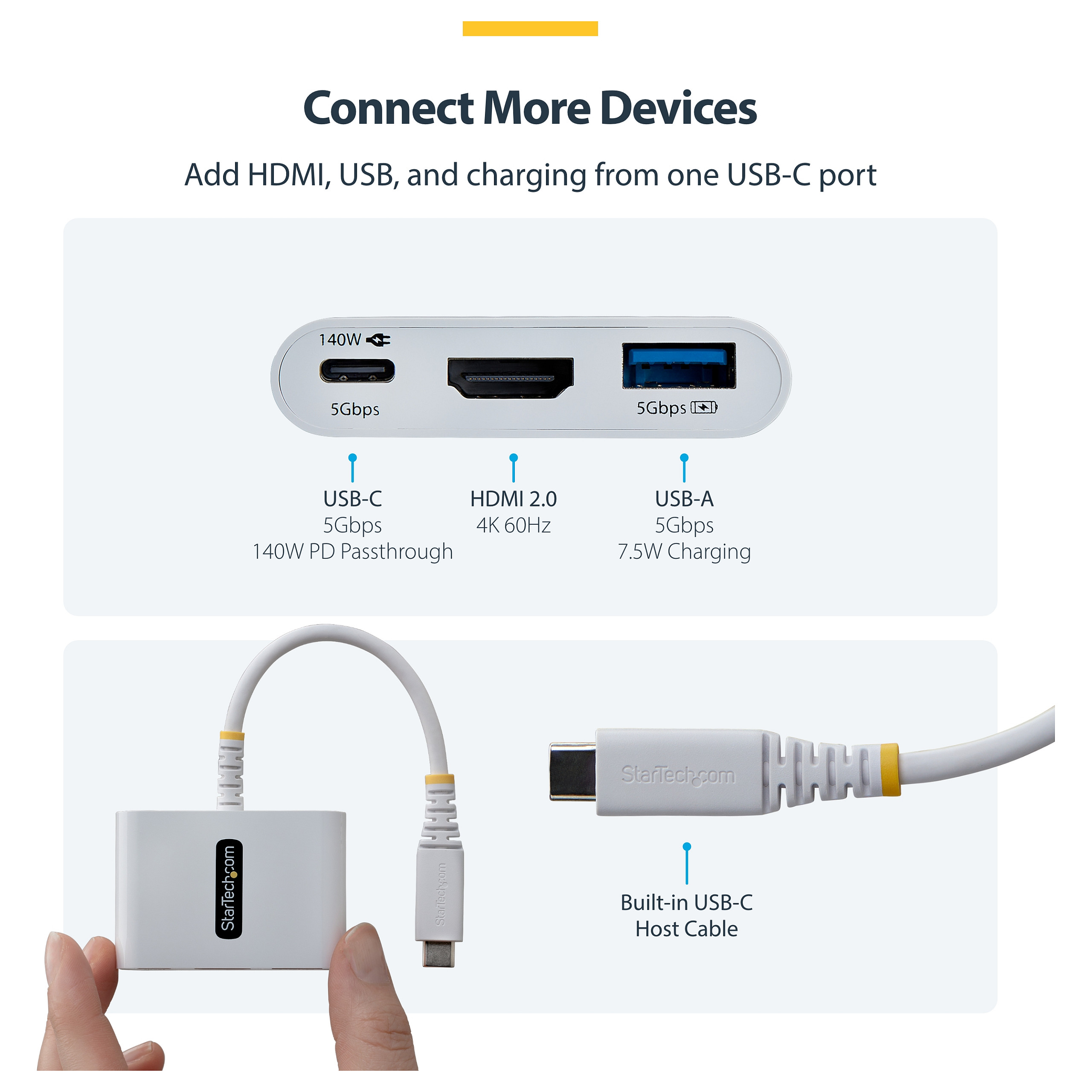 STARTECH USB-C multiport adapter 140C-USBC-DOCK (4K 60Hz HDMI, 140W PD, USB Hub)-9
