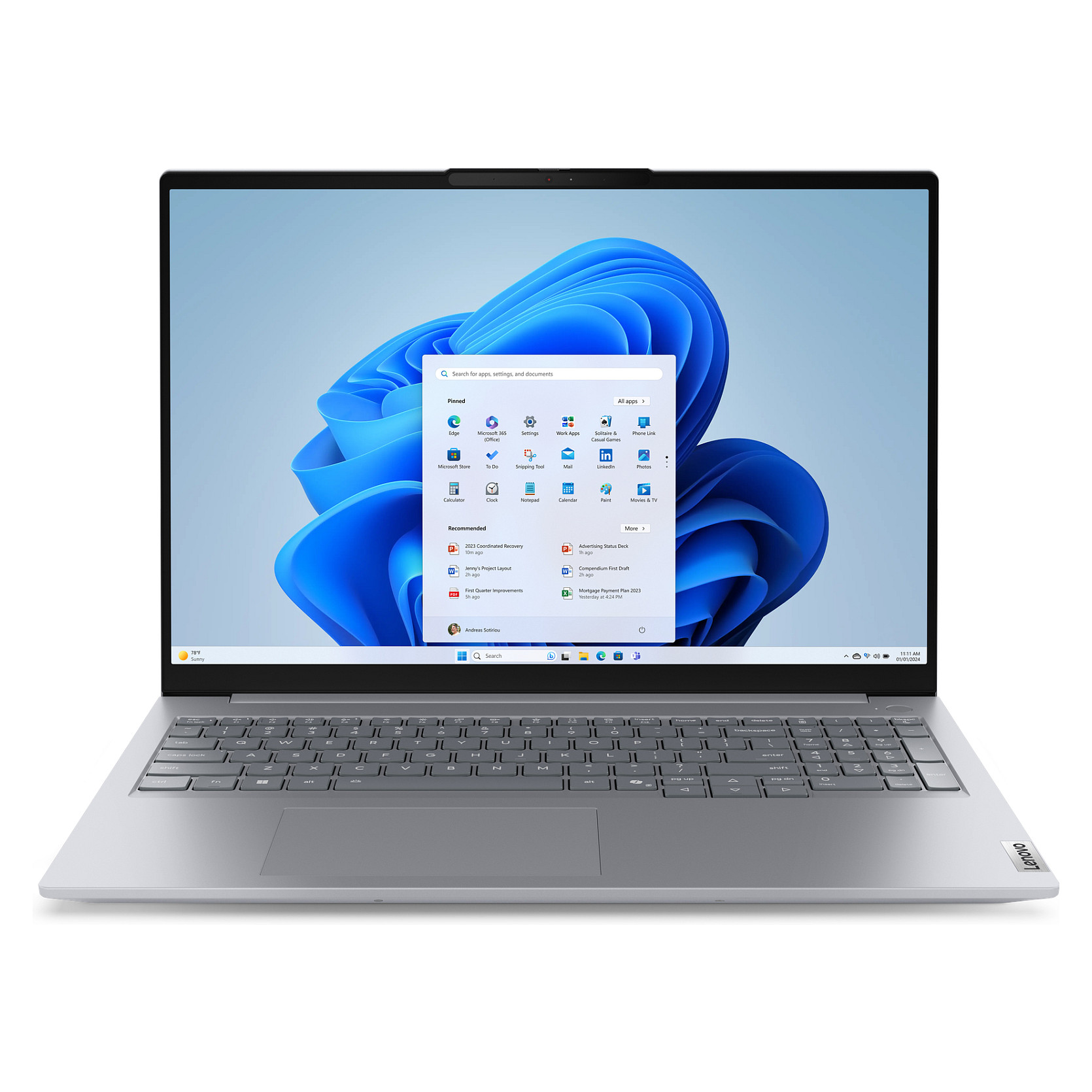 Laptop LENOVO ThinkBook 16 G8 (16", WUXGA, Intel Core Ultra 9 185H, 16GB, 512GB SSD, Intel Arc Graphics, Windows 11 Pro, Non-HR tipkovnica, Arctic Grey)-0
