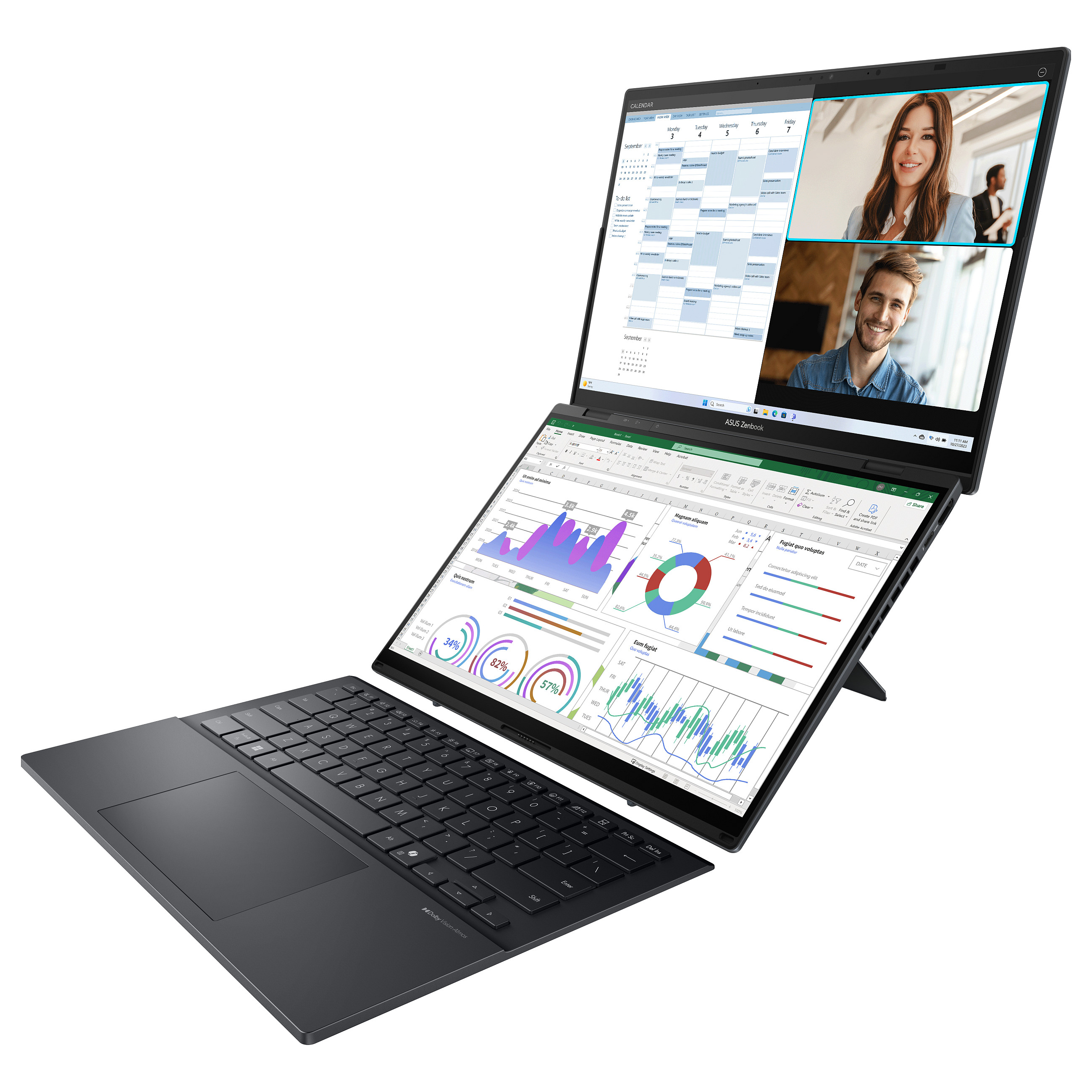 Laptop ASUS Zenbook Duo UX8406CA-QL055W (14", OLED, 3K, Intel Core Ultra 9 285H, 16GB, 1TB SSD, Intel Arc Graphics, Windows 11 Home, Non-HR tipkovnica, Inkwell Gray)-2