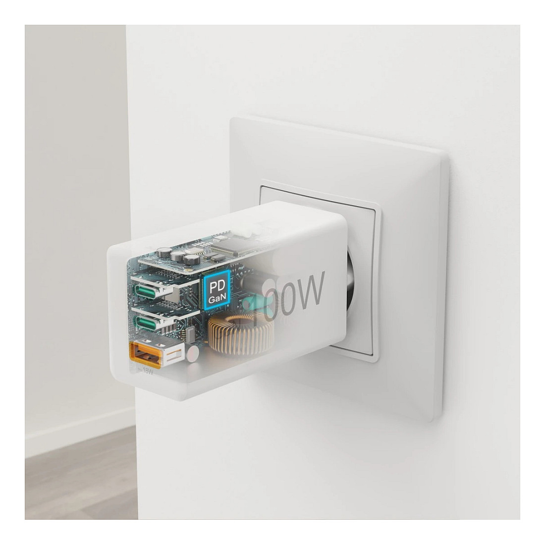 HAMA Schnellladegert GaN, 2x USB-C PD, 1x USB-A QC 65W Wei-13