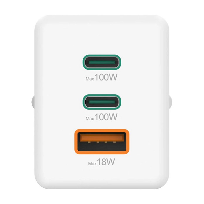 HAMA Schnellladegert GaN, 2x USB-C PD, 1x USB-A QC 65W Wei-7
