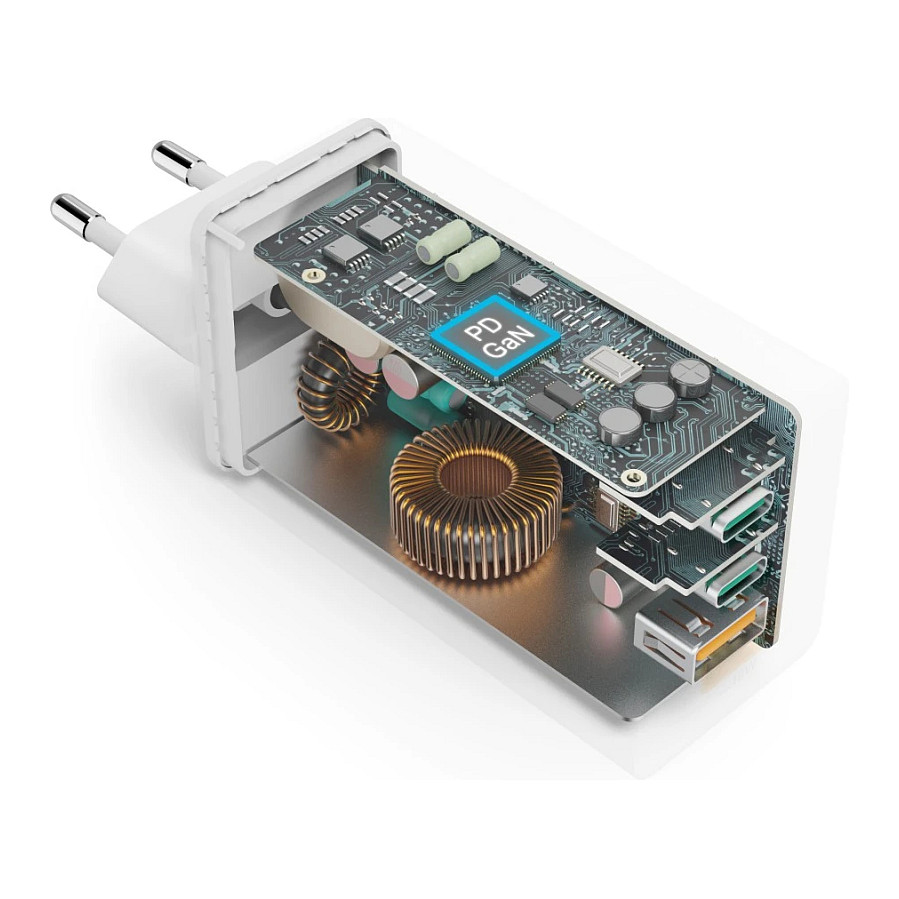 HAMA Schnellladegert GaN, 2x USB-C PD, 1x USB-A QC 65W Wei-9