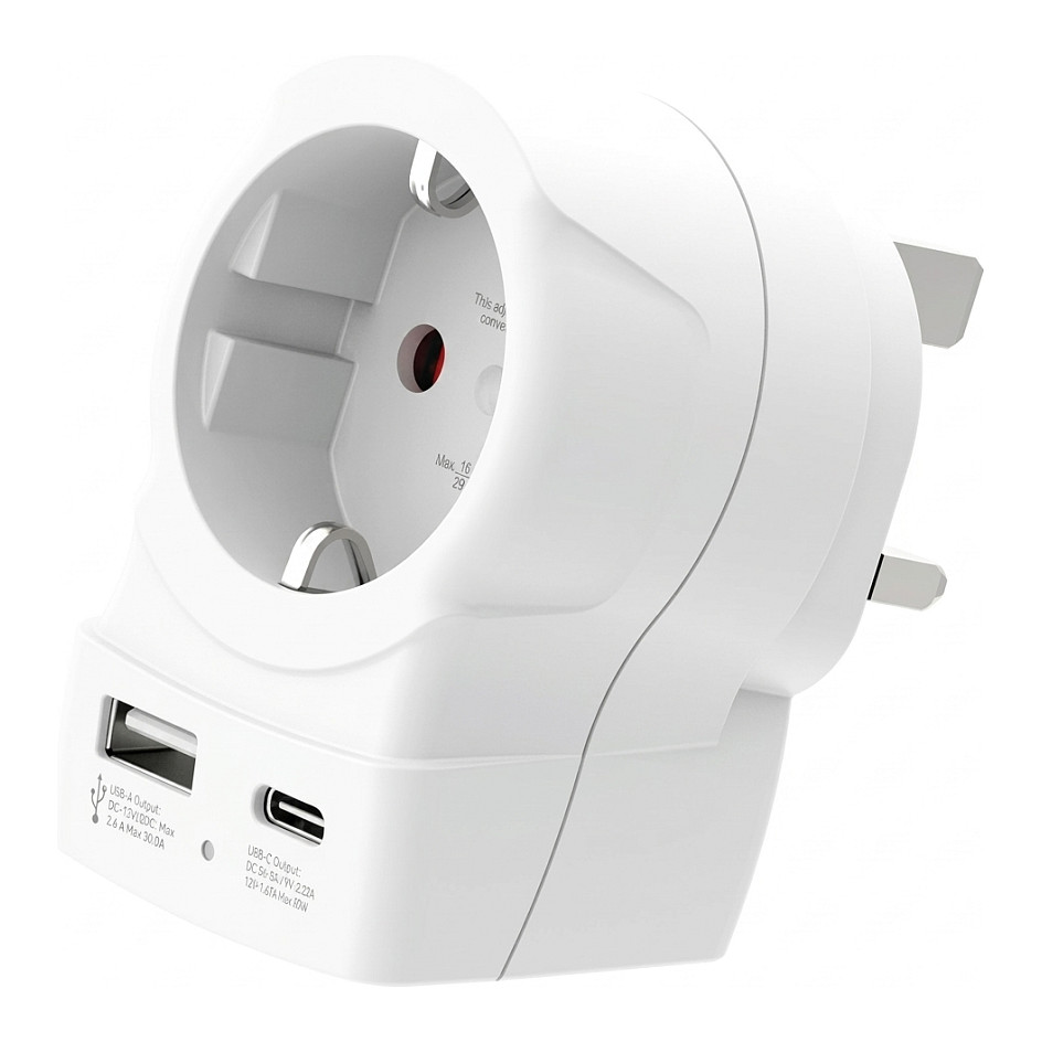 SKROSS LÃ¤nderstecker Europe to UK USB AC20PD wei