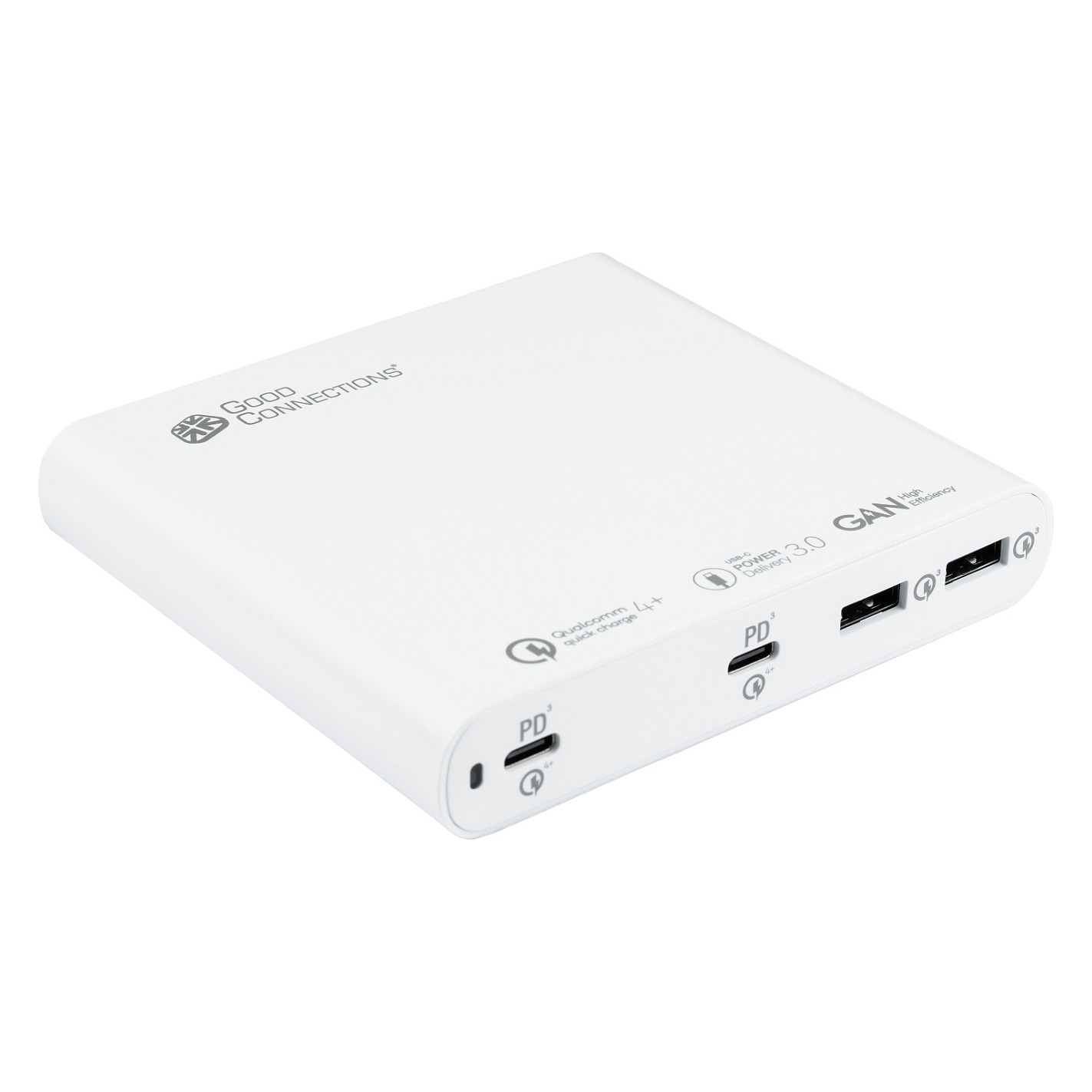 GoodConnections USB Desktop Schnellladestation 120W 4-Port 2xUSB-C/2xUSB-A QC4.0 WeiÃŸ
