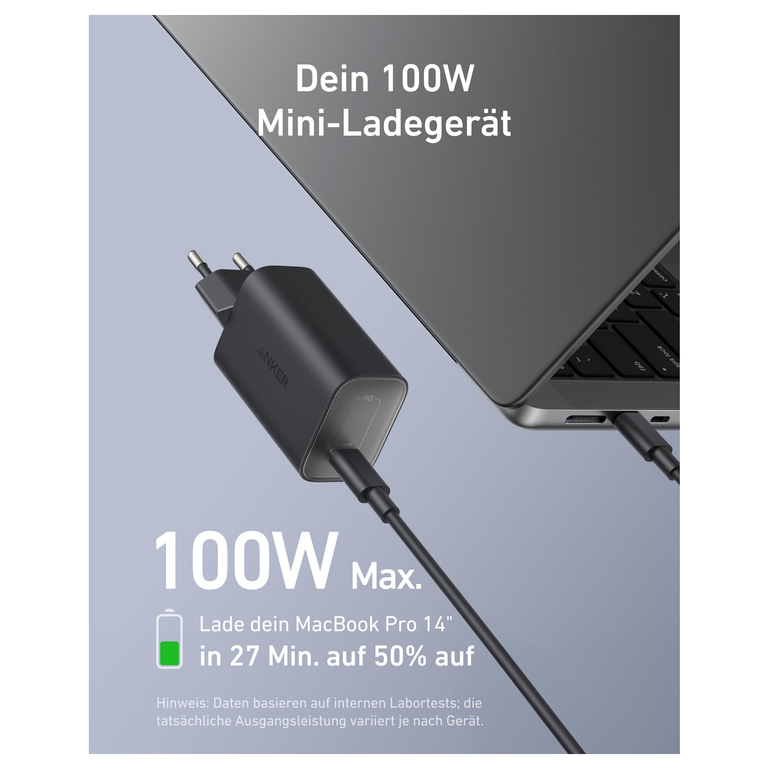 Zidni punjač ANKER 736 Nano II 100W (2x USB-C, 1x USB-A) s kabelom, crna boja-2