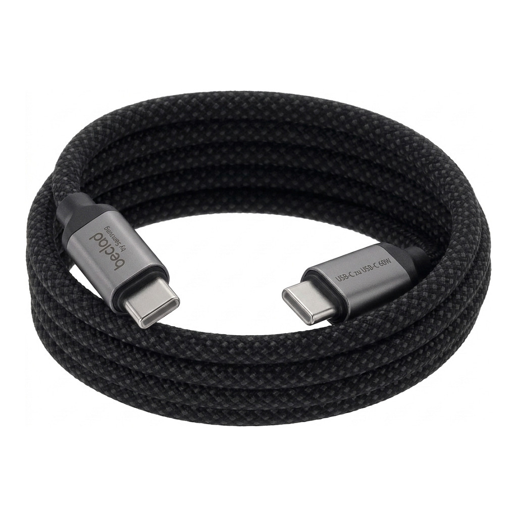 BECLAD magnetski kabel USB-C na USB-C 60W (1.5m) crna boja-0
