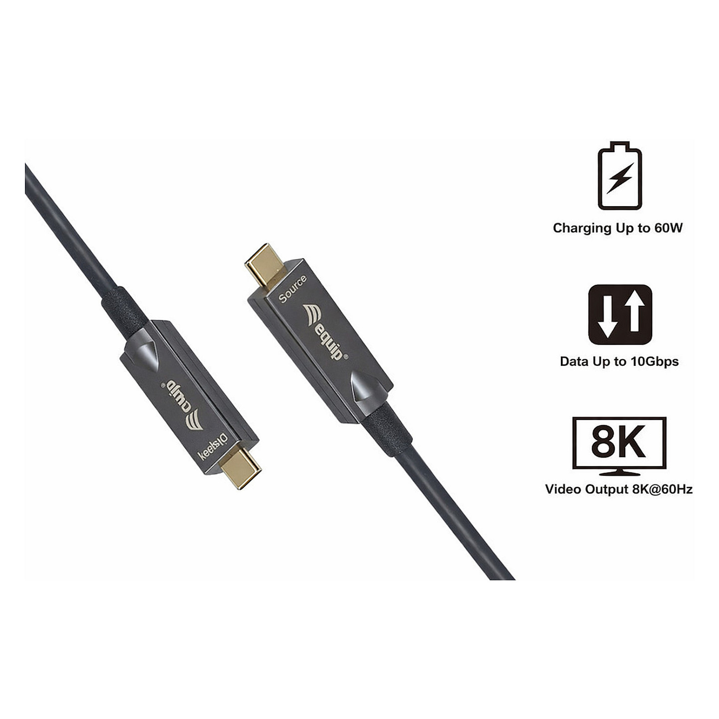 Kabel EQUIP USB-C 3.2 Gen 2x2 AOC 8K 20Gbps PD 60W, 5m-3