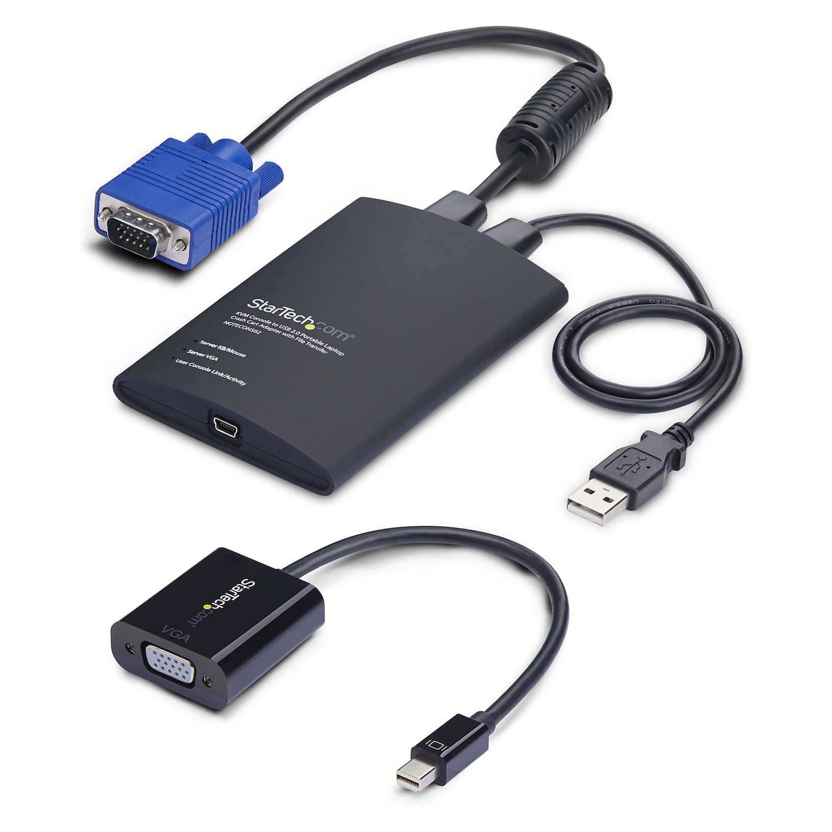 StarTech Mobiler Laptop Crash-Cart-Adapter USB-VGA-Mini DisplayPort KVM-Konsole Dateiubertragung-Videoaufzeichnung TAA-0