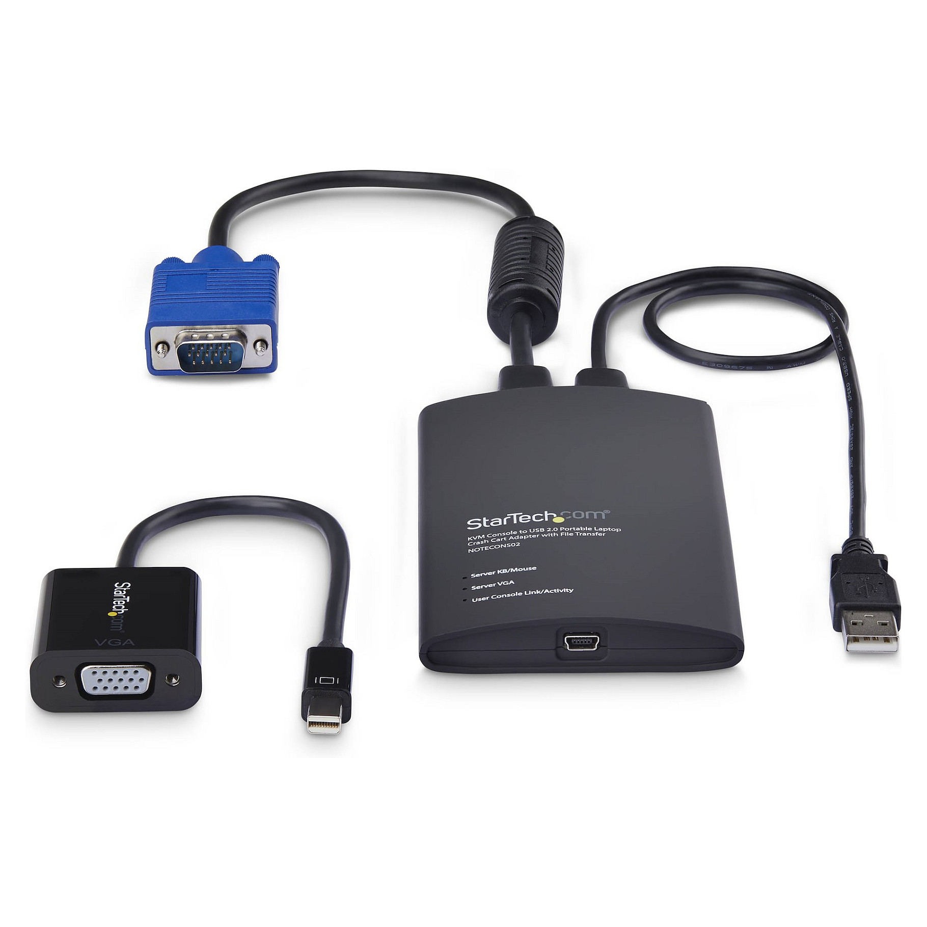 StarTech Mobiler Laptop Crash-Cart-Adapter USB-VGA-Mini DisplayPort KVM-Konsole Dateiubertragung-Videoaufzeichnung TAA-3