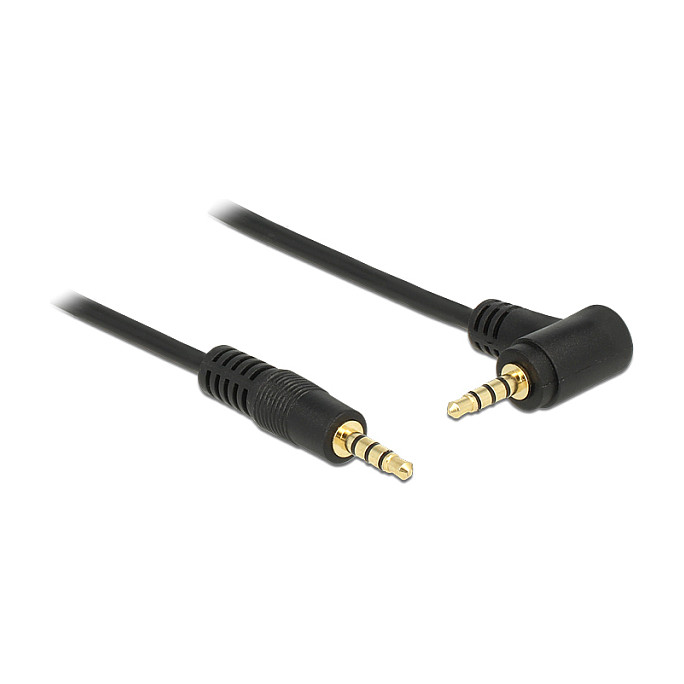Delock Kabel Klinke 3,5 mm 4 Pin Stecker > Stecker gewinkelt 5 m schwarz