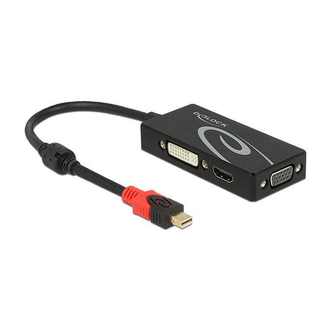 Adapter DELOCK 3-u-1 mini DisplayPort 1.2 na VGA/HDMI/DVI 4K - 62855-0
