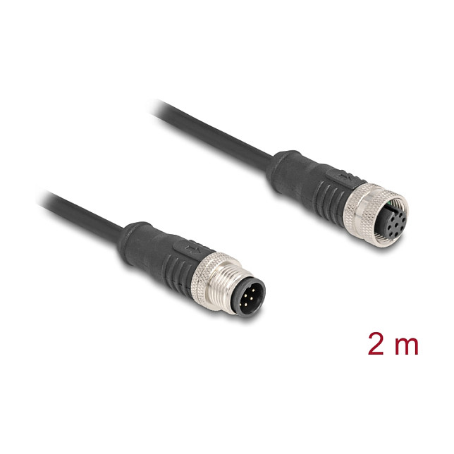 Delock M12 Kabel A-kodiert 8 Pin Stecker zu Buchse PVC 2 m-1