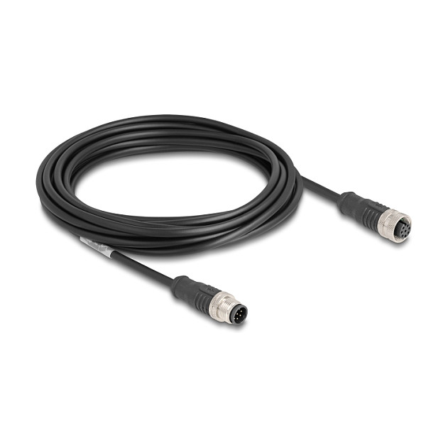 Delock M12 Kabel A-kodiert 8 Pin Stecker zu Buchse PVC 5 m