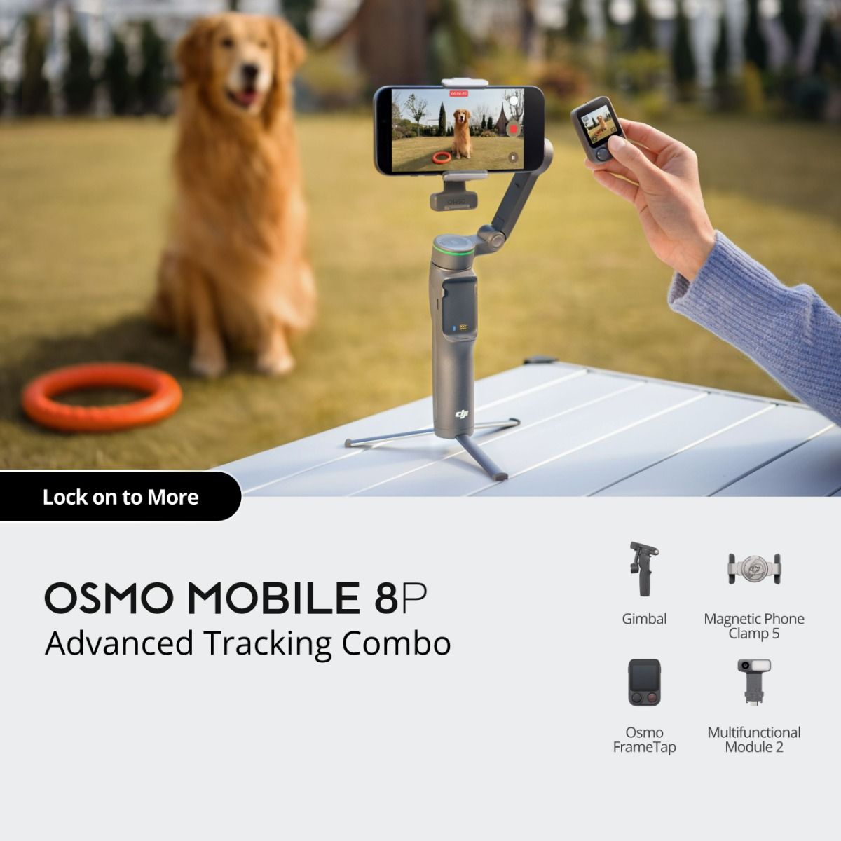 Gimbal stabilizator DJI Osmo Mobile 8P Advanced Tracking Combo (ActiveTrack 8.0, 3-osna stabilizacija, ugrađena teleskopska šipka, crna boja)-5
